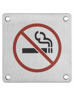 Plaque de signalisation Non Fumeur , à visser, inox brossé, marquage noir, 100x100mm -^Thirard Online