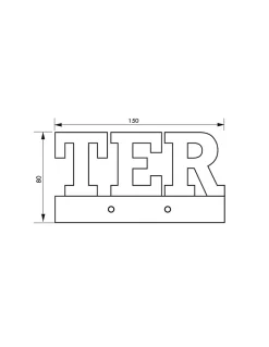 Plaque de signalisation TER, alliage à visser, hauteur 80mm, noir -^Thirard