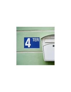 Plaque de signalisation TER, marquage blanc sur fond bleu, panneau PVC adhésif, 65x90mm -^Thirard Discount