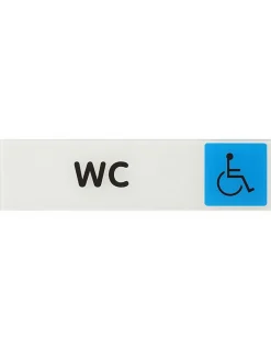 Plaque de signalisation WC, plexiglass adhésif, 170x45mm --Thirard Hot