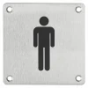 Plaque de signalisation WC Homme , à visser, inox brossé, marquage noir, 100x100mm -^Thirard Discount