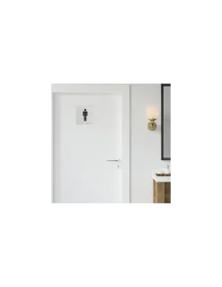 Plaque de signalisation WC Homme , à visser, inox brossé, marquage noir, 100x100mm -^Thirard Discount