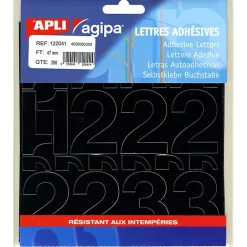 Pochette de 286 chiffres - en PVC - couleur noir - autocollant - hauteur 4,7 cm - 122041^Apli Agipa