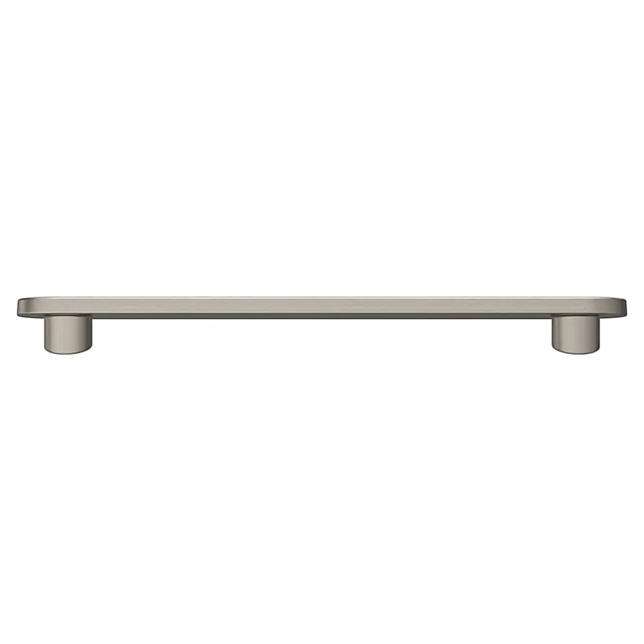Poignée de meuble arrondi Minzh aluminium effet nickel satin gris l.153mm x l.25mm x H. 16mm entraxe 128mm-GoodHome Outlet