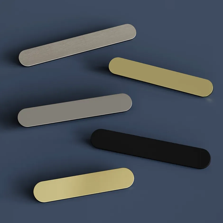 Poignée de meuble arrondi Minzh aluminium effet nickel satin gris l.185mm x l.25mm x H. 16mm entraxe 160mm^GoodHome New