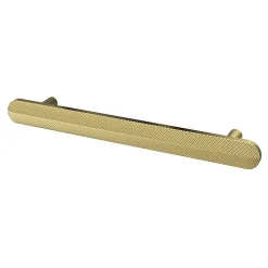 Poignée de meuble arrondi Garlan aluminium effet laiton satin doré l.168mm x l.15mm x H. 27mm entraxe 128mm-GoodHome New