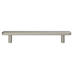Poignée de meuble arrondi Garlan aluminium effet nickel satin gris l.168mm x l.15mm x H. 27mm entraxe 128mm^GoodHome Clearance