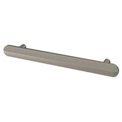 Poignée de meuble arrondi Garlan aluminium effet nickel satin gris l.168mm x l.15mm x H. 27mm entraxe 128mm^GoodHome Clearance