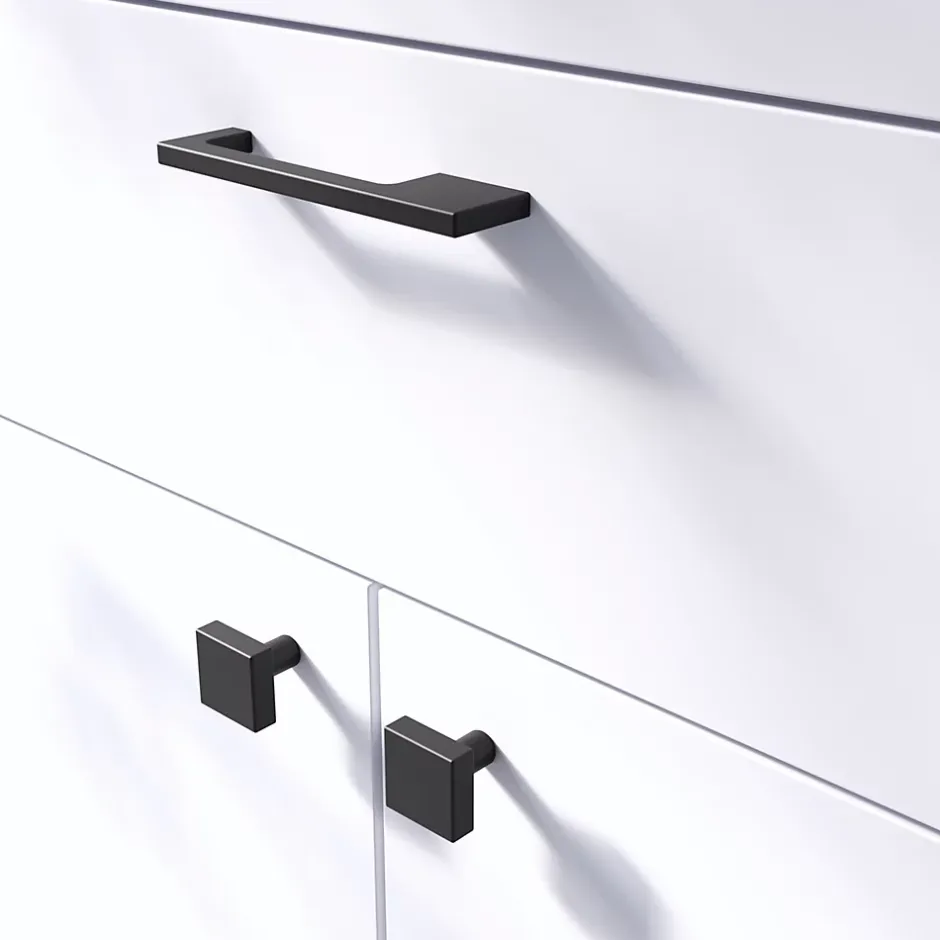 Poignée de meuble Droit Skej aluminium mat noir l.126mm x l.7mm x H. 30mm entraxe 96mm^GoodHome Clearance