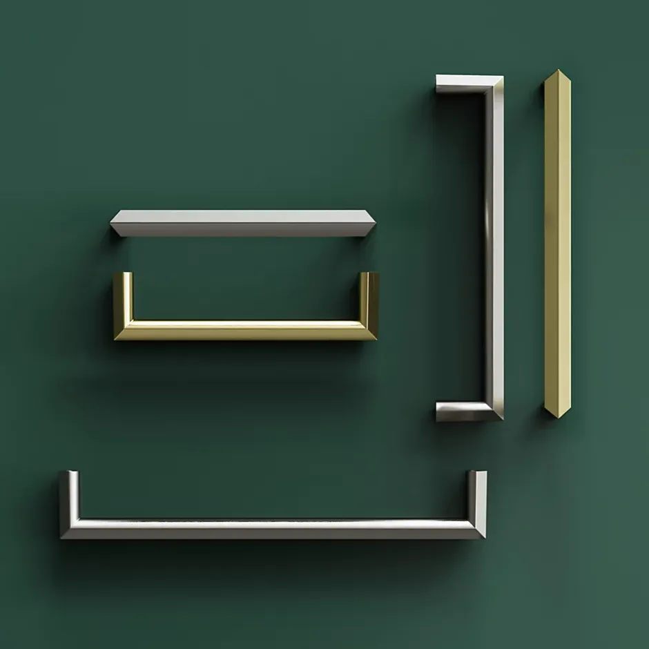 Poignée de meuble Droit Keri effet nickel satin gris l.106mm x l.11mm x H. 27mm entraxe 96mm-GoodHome Discount