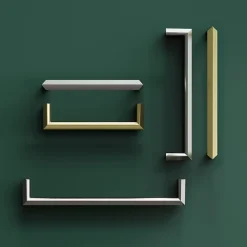 Poignée de meuble Droit Keri effet laiton satin doré l.106mm x l.11mm x H. 27mm entraxe 96mm^GoodHome Discount