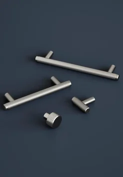 Poignée de meuble en T Irus acier effet nickel satin gris l.168mm x l.12mm x H. 35mm entraxe 128mm^GoodHome Online