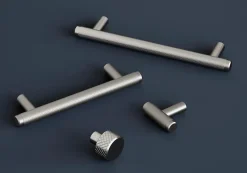 Poignée de meuble en T Irus acier effet nickel satin gris l.168mm x l.12mm x H. 35mm entraxe 128mm^GoodHome Online