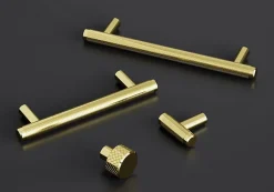 Poignée de meuble en T Irus acier effet laiton satin doré l.136mm x l.12mm x H. 35mm entraxe 96mm^GoodHome Hot