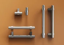 Poignée de meuble en T Kerver acier et Zamac effet nickel satin gris l.168mm x l.18mm x H. 34mm entraxe 128mm^GoodHome Clearance