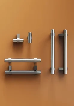 Poignée de meuble en T Kerver acier et Zamac effet nickel satin gris l.168mm x l.18mm x H. 34mm entraxe 128mm^GoodHome Clearance