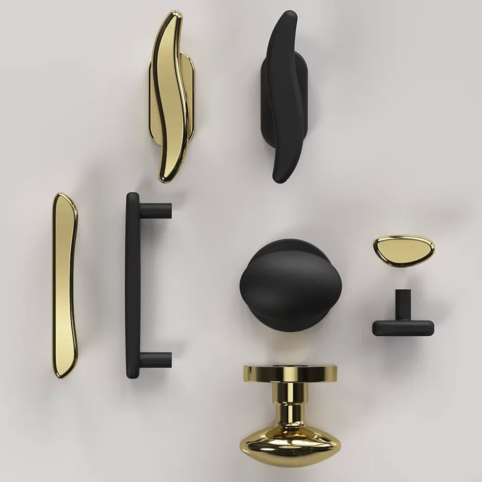 Poignée de meuble en T Armel aluminium effet laiton doré l.120mm x l.17mm x H. 30mm entraxe 96mm-GoodHome New