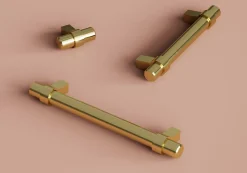 Poignée de meuble en T Kerver acier et Zamac effet laiton doré l.168mm x l.18mm x H. 34mm entraxe 128mm^GoodHome Hot