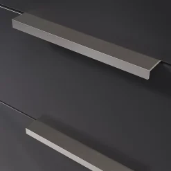 Poignée de meuble Incurvé Skej aluminium effet nickel satin gris l.152mm x l.19mm x H. 35mm entraxe 128mm^GoodHome