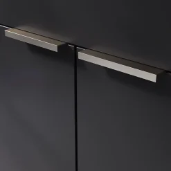 Poignée de meuble Incurvé Skej aluminium effet nickel satin gris l.120mm x l.19mm x H. 35mm entraxe 96mm-GoodHome Hot