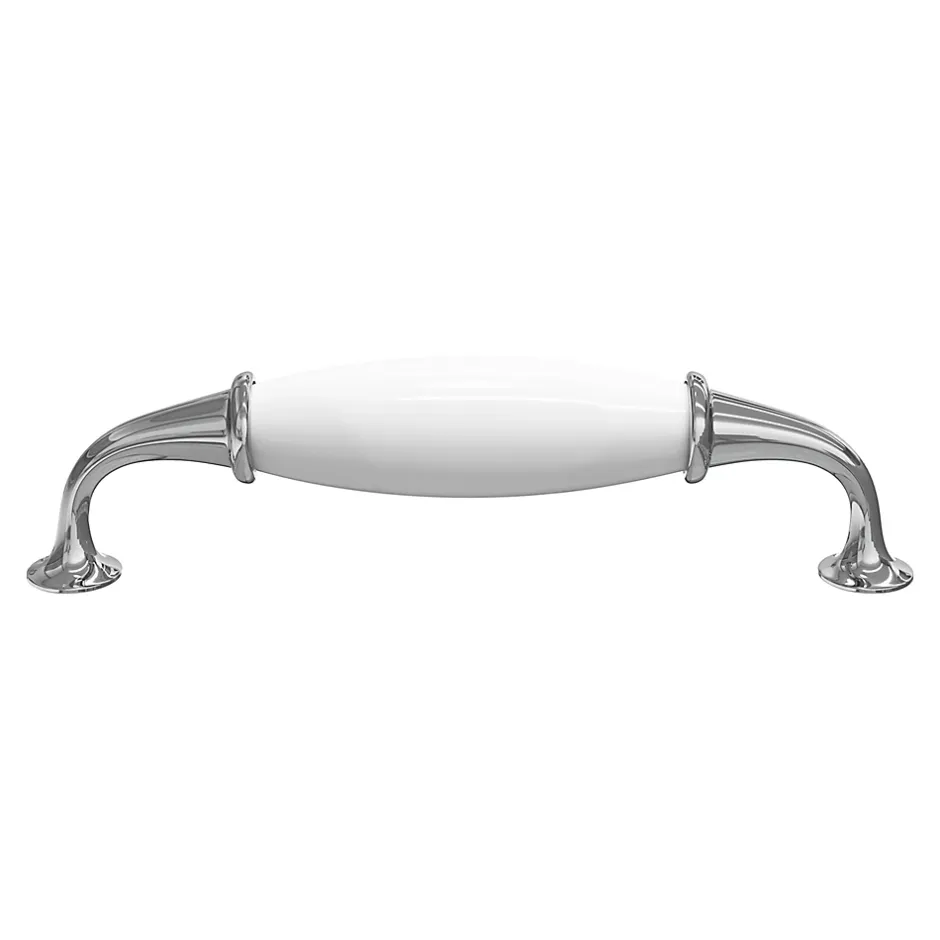 Poignée de meuble nœud Porcelaine Vras chrome brillant l.14.2cm x h.2cm x p.3.7cm^GoodHome New