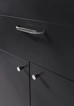 Poignée de meuble nœud Irvil aluminium effet nickel satin gris l.142mm x l.12mm x H. 30mm entraxe 128mm^GoodHome New