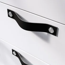 Poignée de meuble nœud Hezo cuir et métal satin noir l.153mm x H. 24mm entraxe 128mm^GoodHome Online