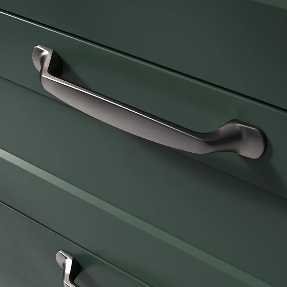 Poignée de meuble nœud Govlin aluminium effet nickel satin gris l.164mm x l.20mm x H. 24mm entraxe 128mm-GoodHome Outlet