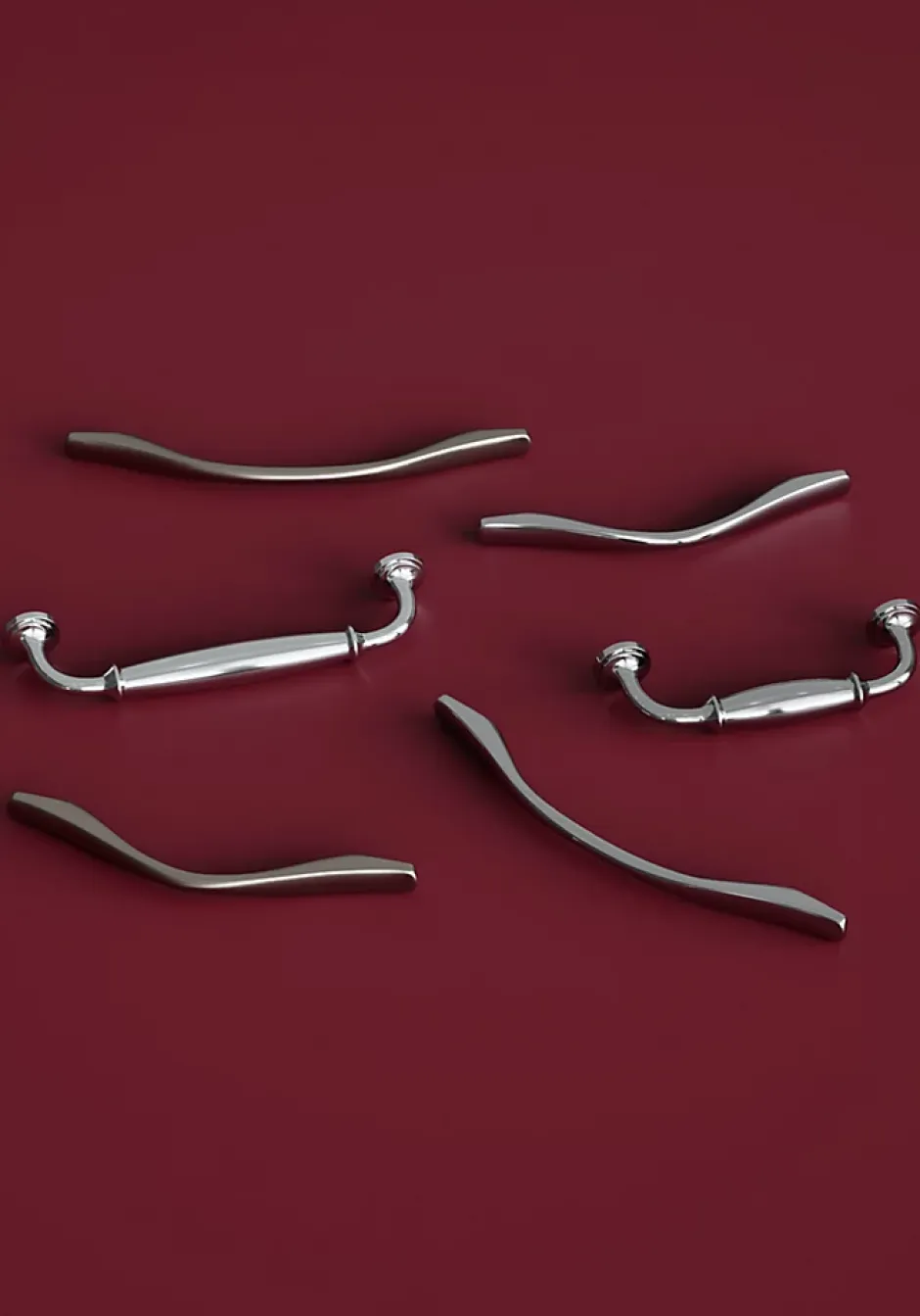 Poignée de meuble nœud Ruis effet chromé gris l.169mm x l.10mm x H. 25mm entraxe 128mm-GoodHome