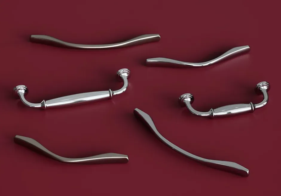 Poignée de meuble nœud Ruis effet chromé gris l.169mm x l.10mm x H. 25mm entraxe 128mm-GoodHome