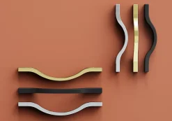 Poignée de meuble nœud Prat aluminium effet laiton doré l.162mm x l.10mm x H. 26mm entraxe 128mm-GoodHome Sale