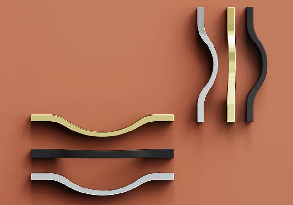 Poignée de meuble nœud Prat aluminium effet chromé gris l.162mm x l.10mm x H. 26mm entraxe 128mm-GoodHome Online