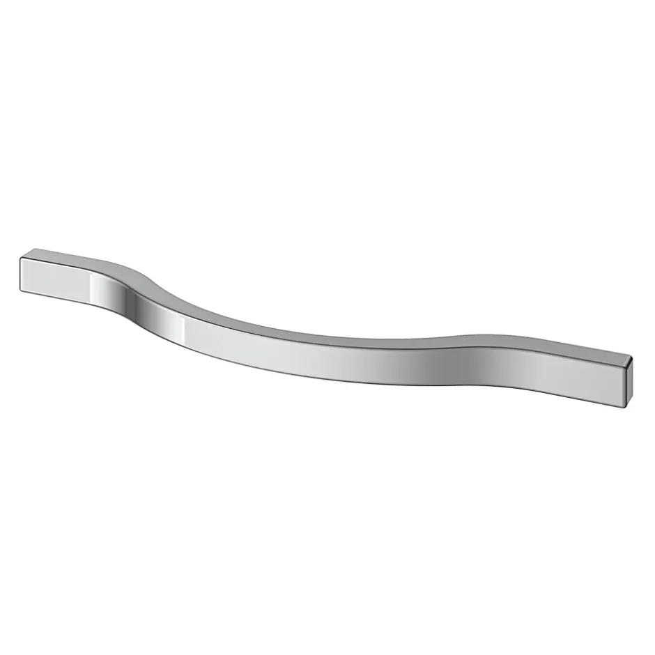 Poignée de meuble nœud Prat aluminium effet chromé gris l.162mm x l.10mm x H. 26mm entraxe 128mm-GoodHome Online