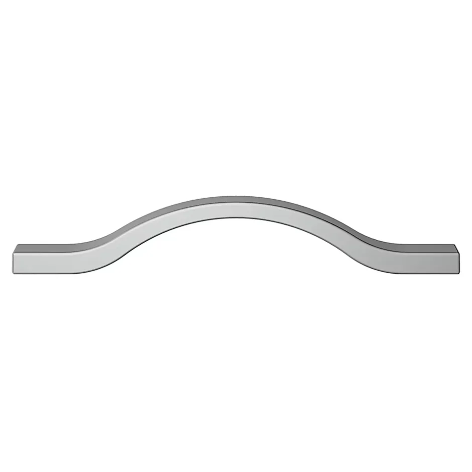 Poignée de meuble nœud Prat aluminium effet chromé gris l.162mm x l.10mm x H. 26mm entraxe 128mm-GoodHome Online