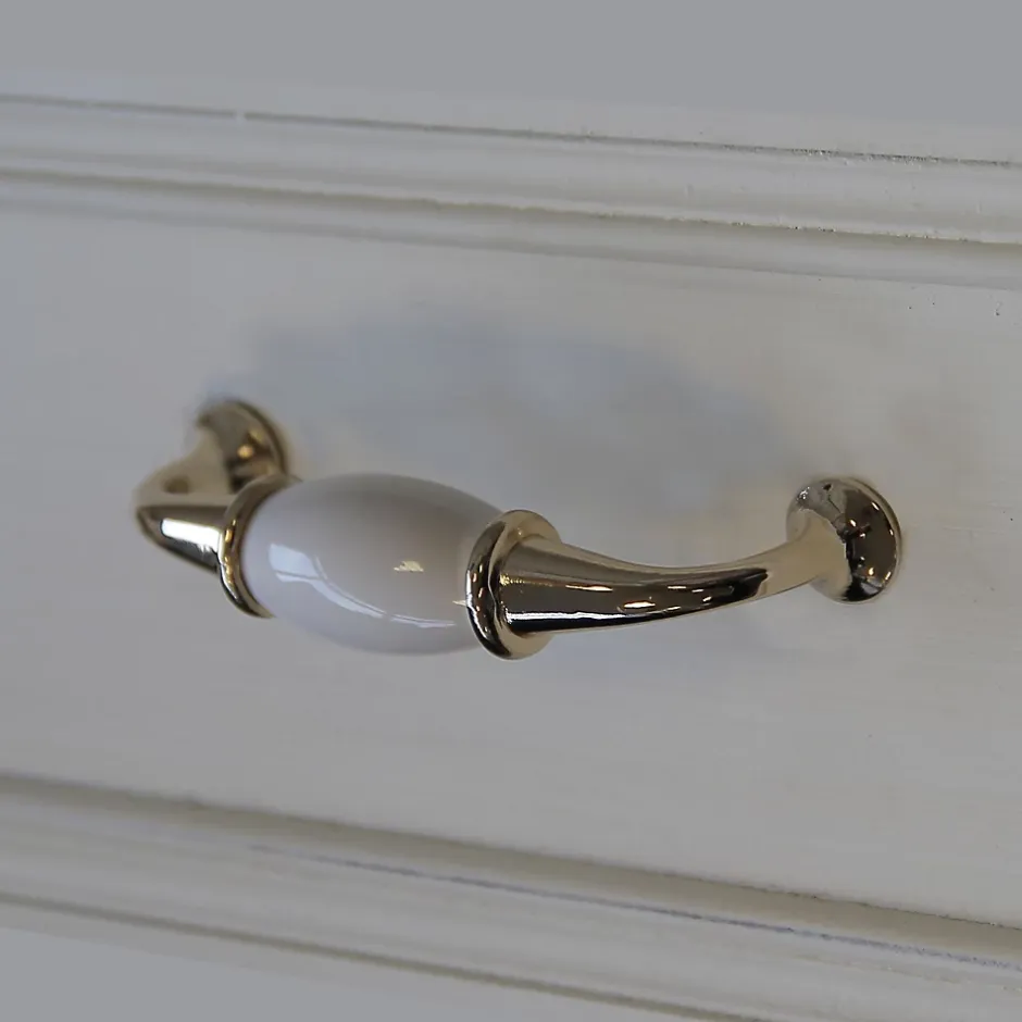 Poignée de meuble nœud Porcelaine Vras blanc 96mm-GoodHome Sale