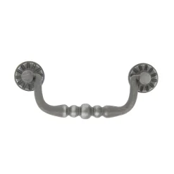 Poignée de meuble nœud Rohan effet étain satin gris l.122mm x H. 48mm entraxe 96mm^ Discount