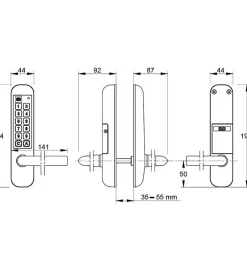 Poignée électronique serrure à code Easykey DOM serrure inox porte intérieure 50 mm sans clé-Autres Clearance