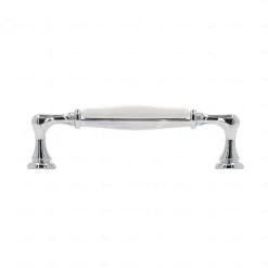Poignée pour meubles en zamac et porcelaine Entraxe 96 chrome poli-Hardwarexchange Outlet