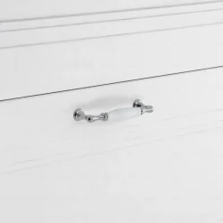 Poignée pour meubles en zamac et porcelaine Entraxe 96 chrome poli-Hardwarexchange Outlet
