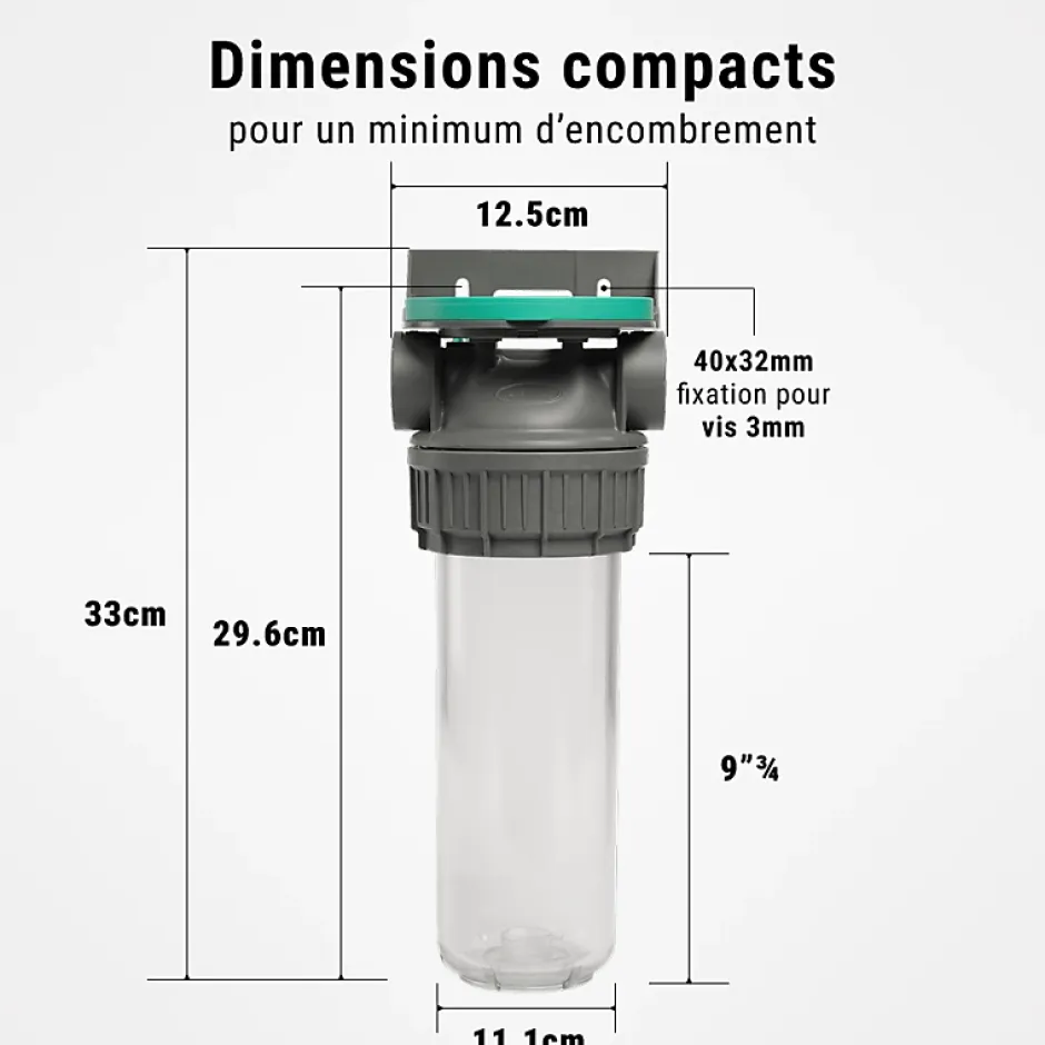 Porte filtres à eau simple 9' 3/4 3P ECOSOFT filtration sous évier connexion 1'-Sinea New