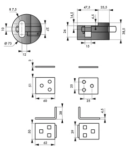 Porte-cadenas et cadenas, acier, protection renforcée pour fermeture, cadenas diamètre 73mm, zingué, 2 clés -^Thirard Sale