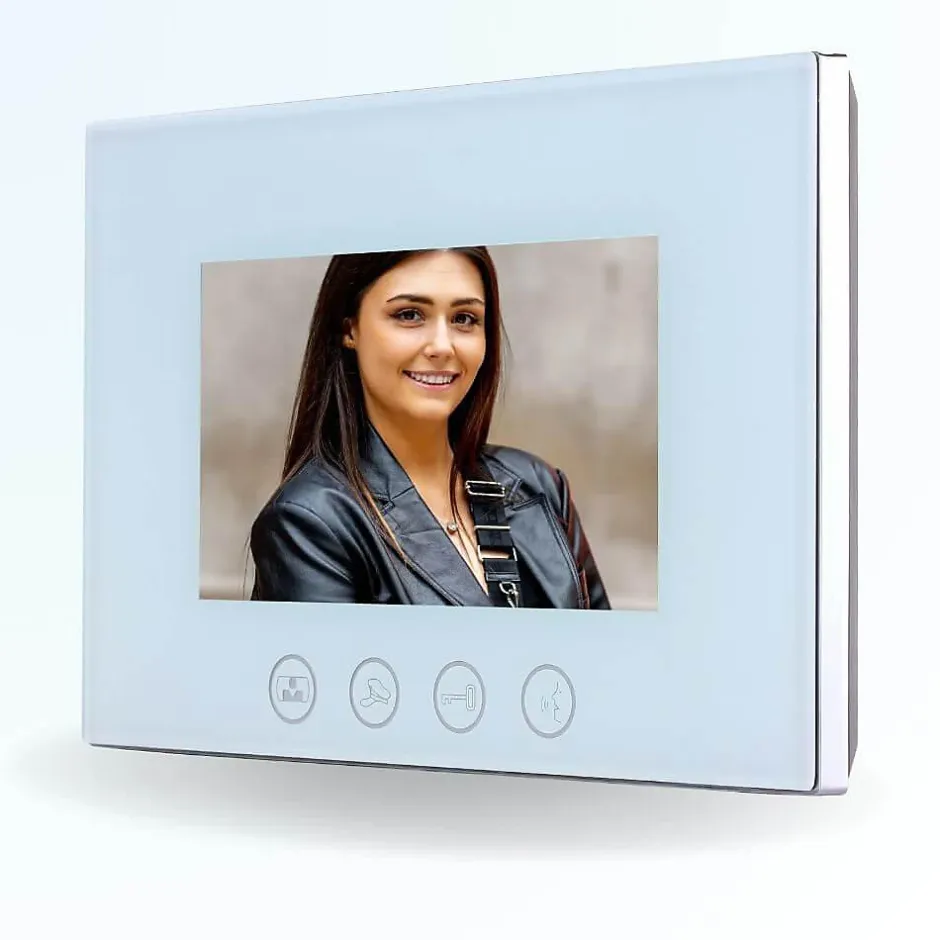 Portier interphone vidéo classic 4 fils - 4 appartements - 4 écrans blancs 7" - avec mémoire photos^BT SECURITY Discount