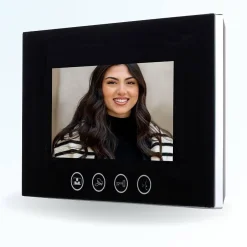 Portier interphone vidéo cards 4 fils pour 2 entrées - 1 appartement - 2 platines - 1 écran noir 7