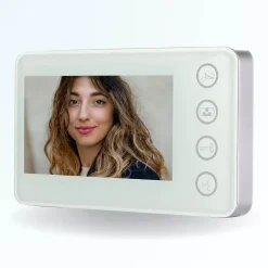 Portier interphone vidéo modern 2 fils - 2 appartements - 2 écrans blancs - avec lecteur de badge-BT SECURITY