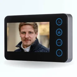 Portier interphone vidéo modern 2 fils - 1 appartement - 1 écran noir - avec lecteur de badge^BT SECURITY Outlet