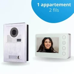 Portier interphone vidéo modern 2 fils - 1 appartement - 1 écran blanc^BT SECURITY Hot