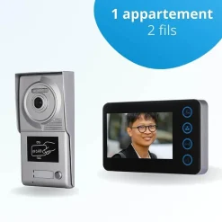 Portier interphone vidéo neo 2 fils - 1 appartement - 1 écran noir - avec lecteur de badge^BT SECURITY Online