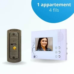 Portier interphone vidéo pino 4 fils - 1 écran blanc^BT SECURITY Online