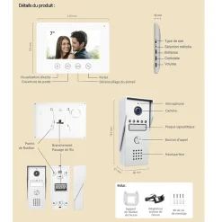 Portier Vidéo filaire connecté Wifi avec Ecran tactile 7p, 2 fils, Contrôle vocal^Kyf Discount