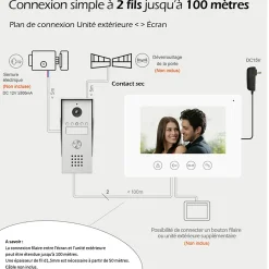 Portier Vidéo filaire connecté Wifi avec Ecran tactile 7p, 2 fils, Contrôle vocal^Kyf Discount